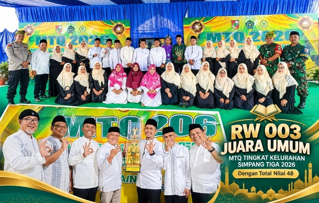 Sukses Di Laksanakan, RW 003 Raih Di Juara Umum MTQ Tingkat Kelurahan Simpang Tiga